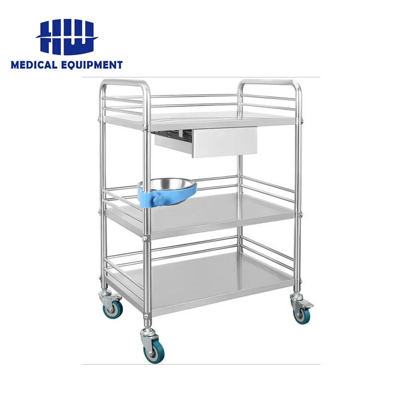 عربة جراحات جراحية للعربات الكهربائية للمستشفى من الفولاذ المقاوم للصدأ Dressing Trolley