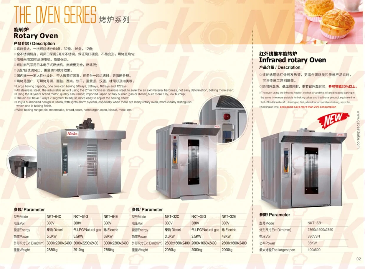 Nicko Electic/Diesel/Gas Commercial Rotary Oven for Baking Machines