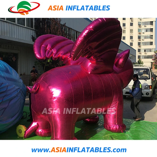 Giant Inflatable Red Fly Pig Model Mirror Balloon for Display