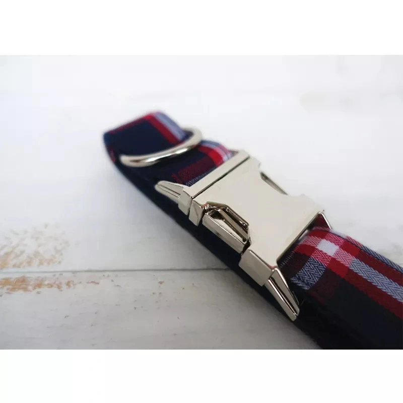 Plaid Fabric Designer Double Layer Soft Dog Collar