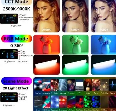 Mini Lumière Vidéo LED Magnétique à Main 2500-9000K RVB pour la Photographie