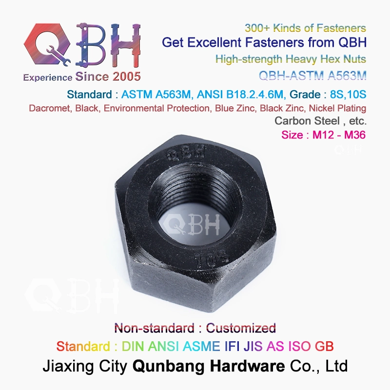 Qbh ASTM A563/A563m A Grade Steel Sturcture Prefabricated Building H. D. G. Hot DIP Galvanizing Carbon Steel High-Strength Heavy Hexangular Sexangular Nut