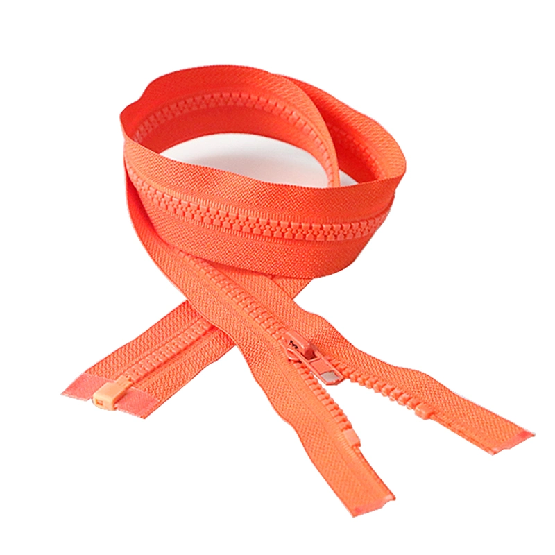 #5 Plastic Resin Orange Color Open End with Standard Slider Zipper