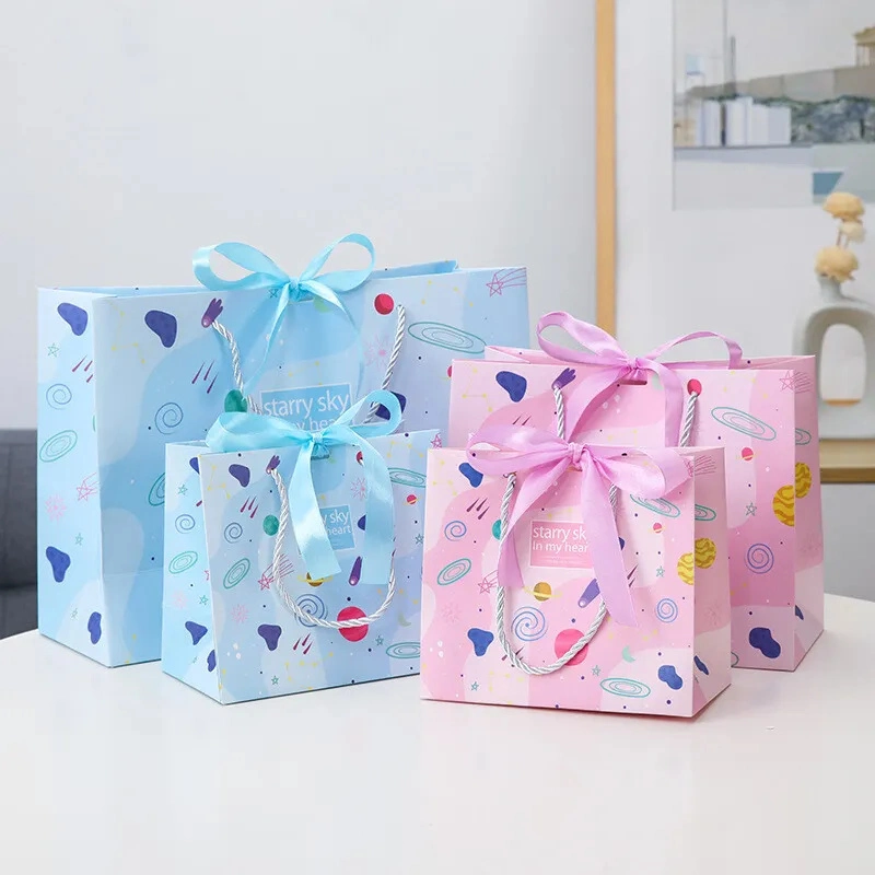 Promotional Paper Bag for Gift Packaging with Ribbon Bow