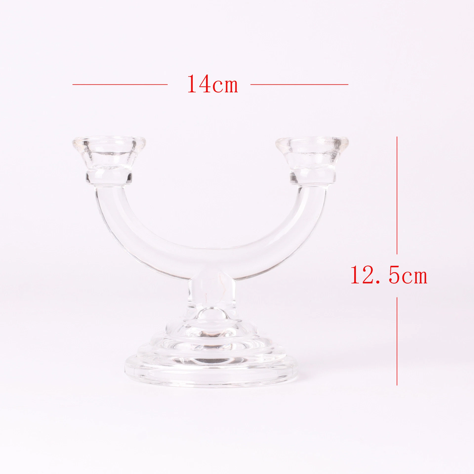 Transparent Crystal Glass Candlestick French Romantic Double-Headed Tree Fork Shaped Glass Wax Table Cross-Border Wedding Glass Ornaments