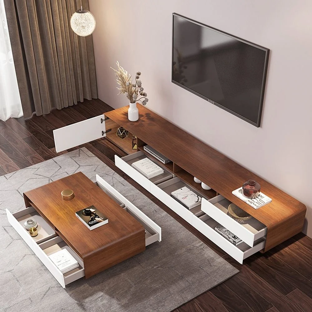 Modern Wood TV Stand Coffee Table MID-Century Living Room Sets