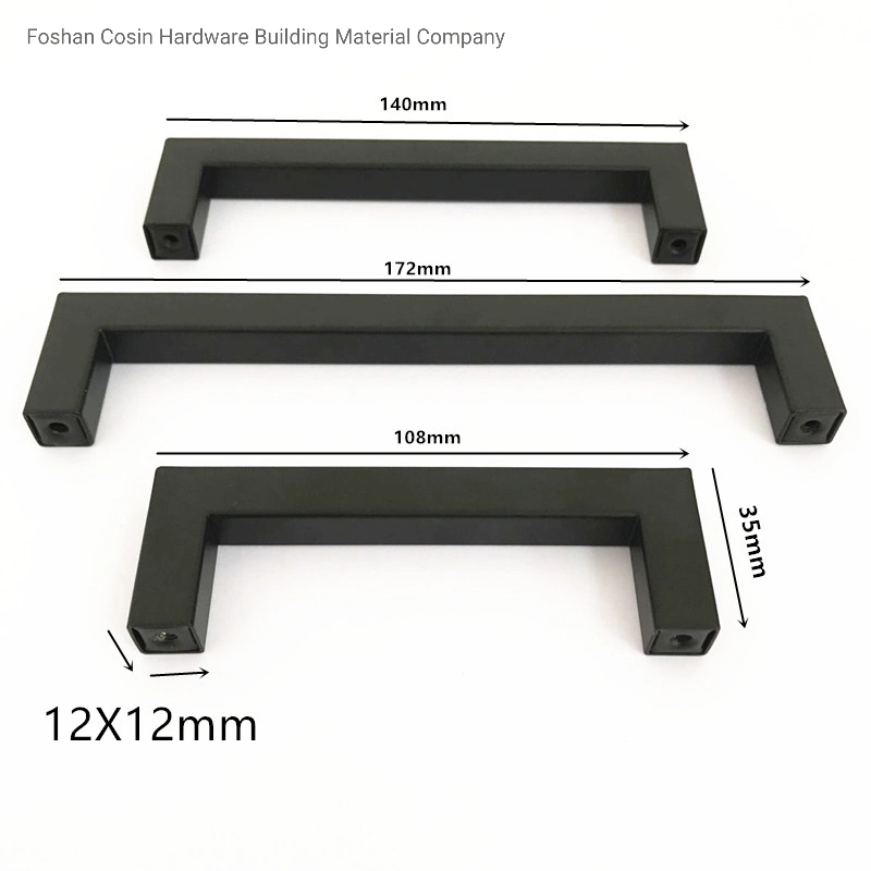 Black Matt 12X12mm Bar Kitchen Cabinet Furniture Pull Handle