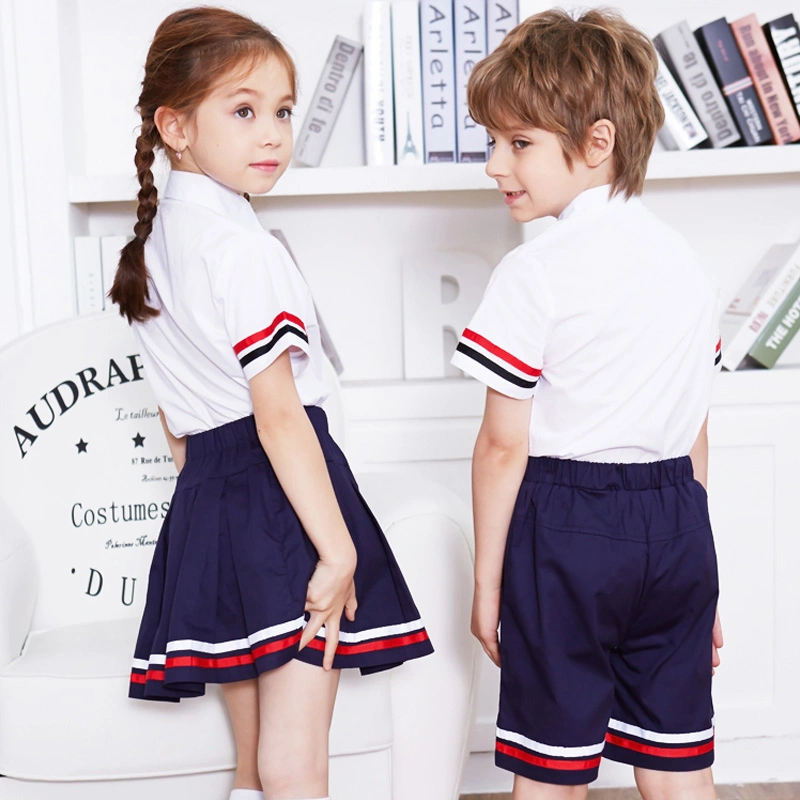 65% Cotton 35% Polyester Kindergarten School Uniforms Shirts School Skirts Design with Pictures