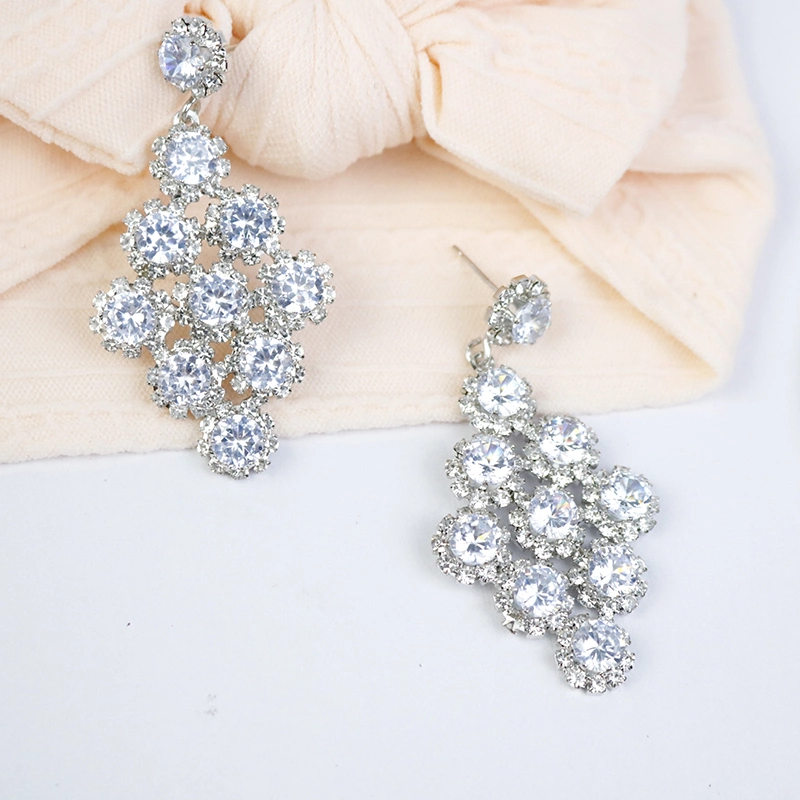 New Design Fashion Crystal Earrings Women Rhinestones Square Shape Earrings Jewelry