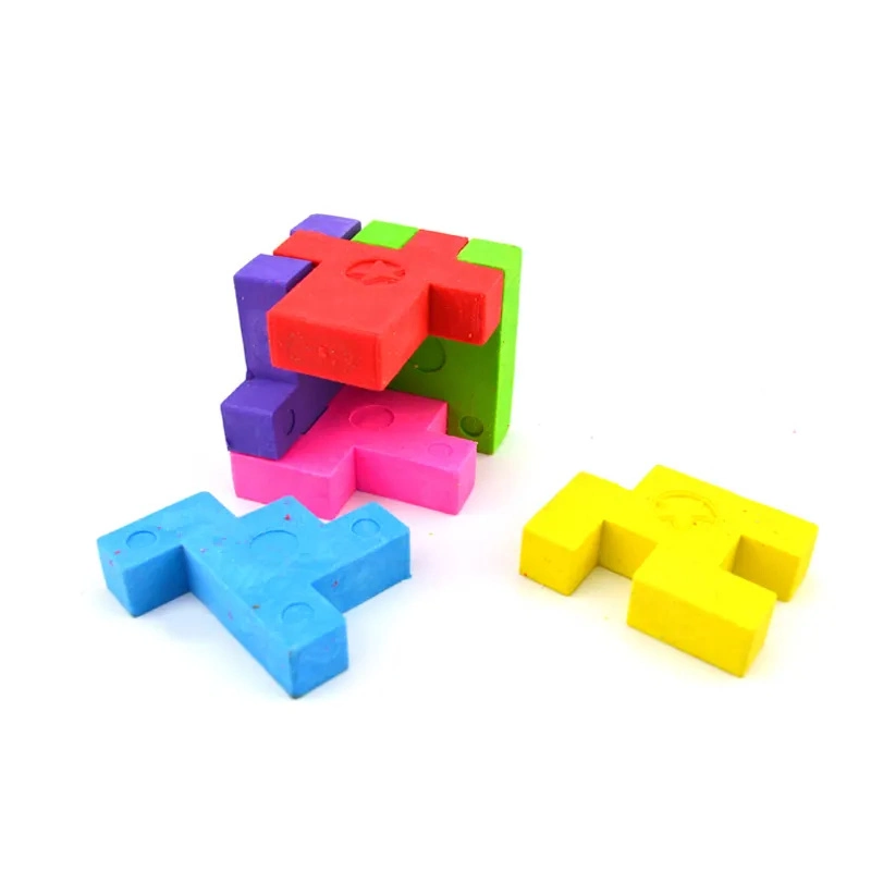 Caliente Nueva simulación de papelería de alimentos Color de regalo Cartoon mayorista 3D Puzzle cuadrado conjunto desmontable Rubik Cube Shape Borrador