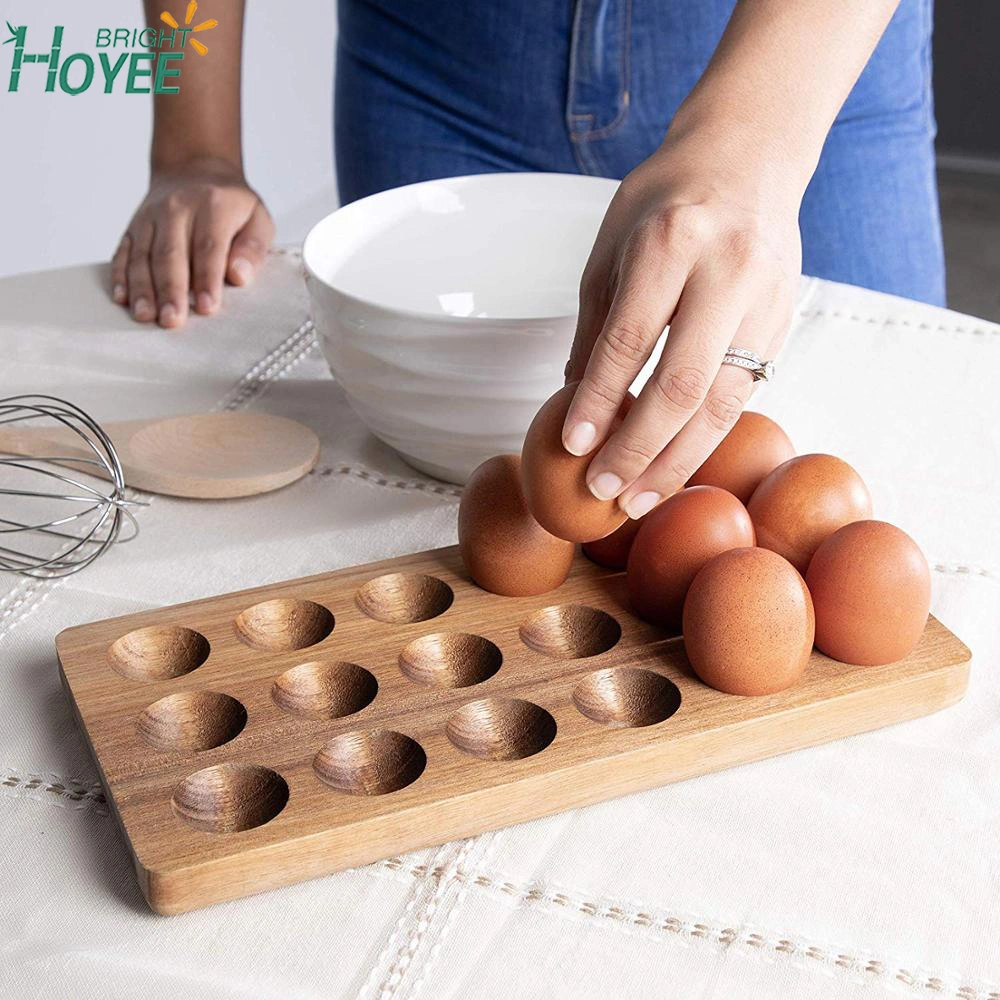 Egg Tray - Rustic Wooden Egg Holder for 18 Eggs