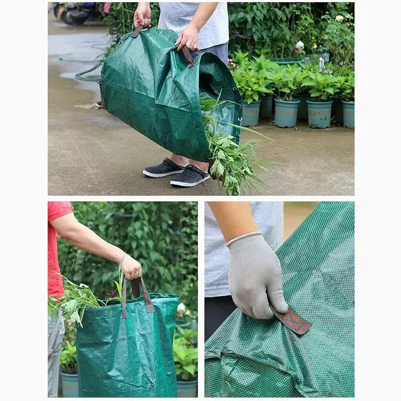 Reusable Portable Heavy Duty Green Yard Waste Bag Leaf Waste Rubbish Garden Waste Bag