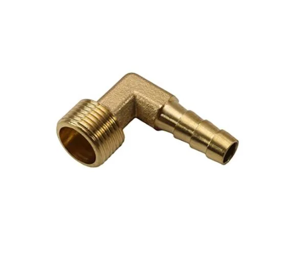 Brass Barb Hose Fitting 90 Degree Elbow 14mm to G3/8 Male Pipe Adapter Connector