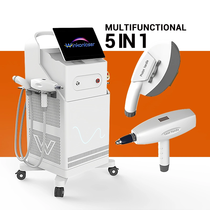 2023 Neue 5in1 ND YAG Laser 808 Diode Laser Haar Entfernung IPL Skin Rejuvenation RF Salon Beauty Equipment