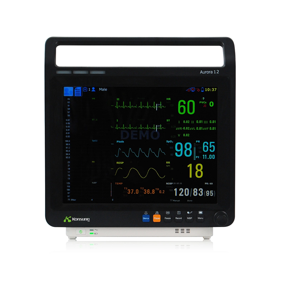 Aurora-12 12,1-Zoll-Patientenmonitor mit CE-Zulassung für Intensivpatienten und EKG-NIBP Kapnographie für Krankenhausmöbel