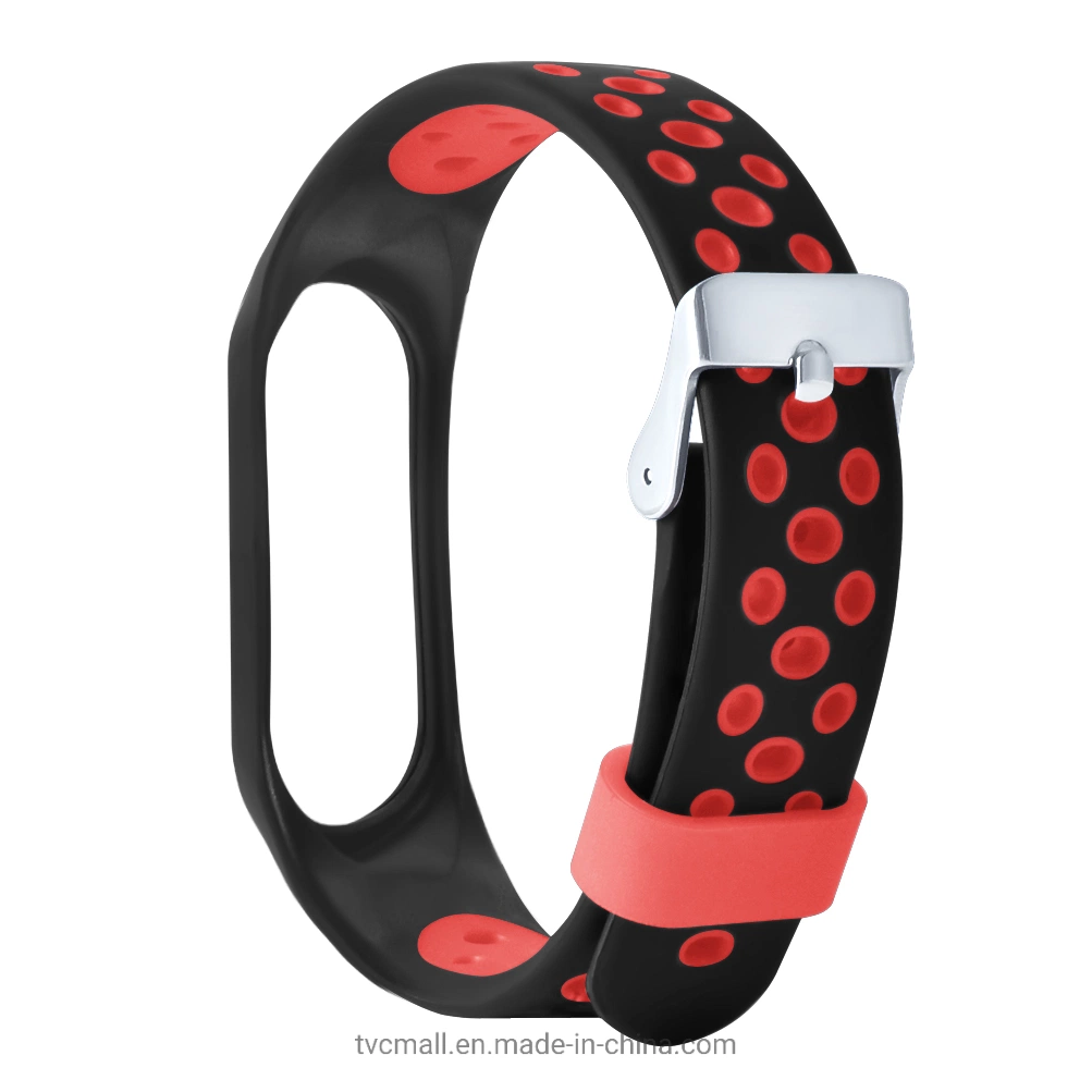 Dual Color Silicone Smart Bracelet Replacement Strap for Xiaomi Mi Smart Band 4 - Black / Red