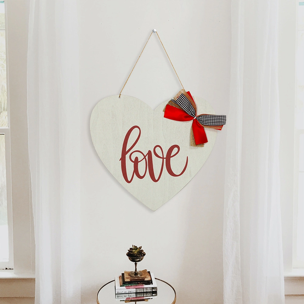 Valentine's Day Love Bow Wooden Hanging Sing for Wall Door