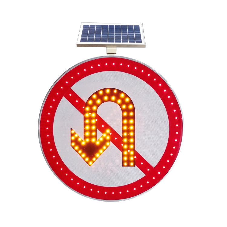 Solar Power Traffic Road Safety Warning Sign Customized Size Aluminum Alloy Round LED Flashing Traffic Arrow Directional Signs with High Reflective Film