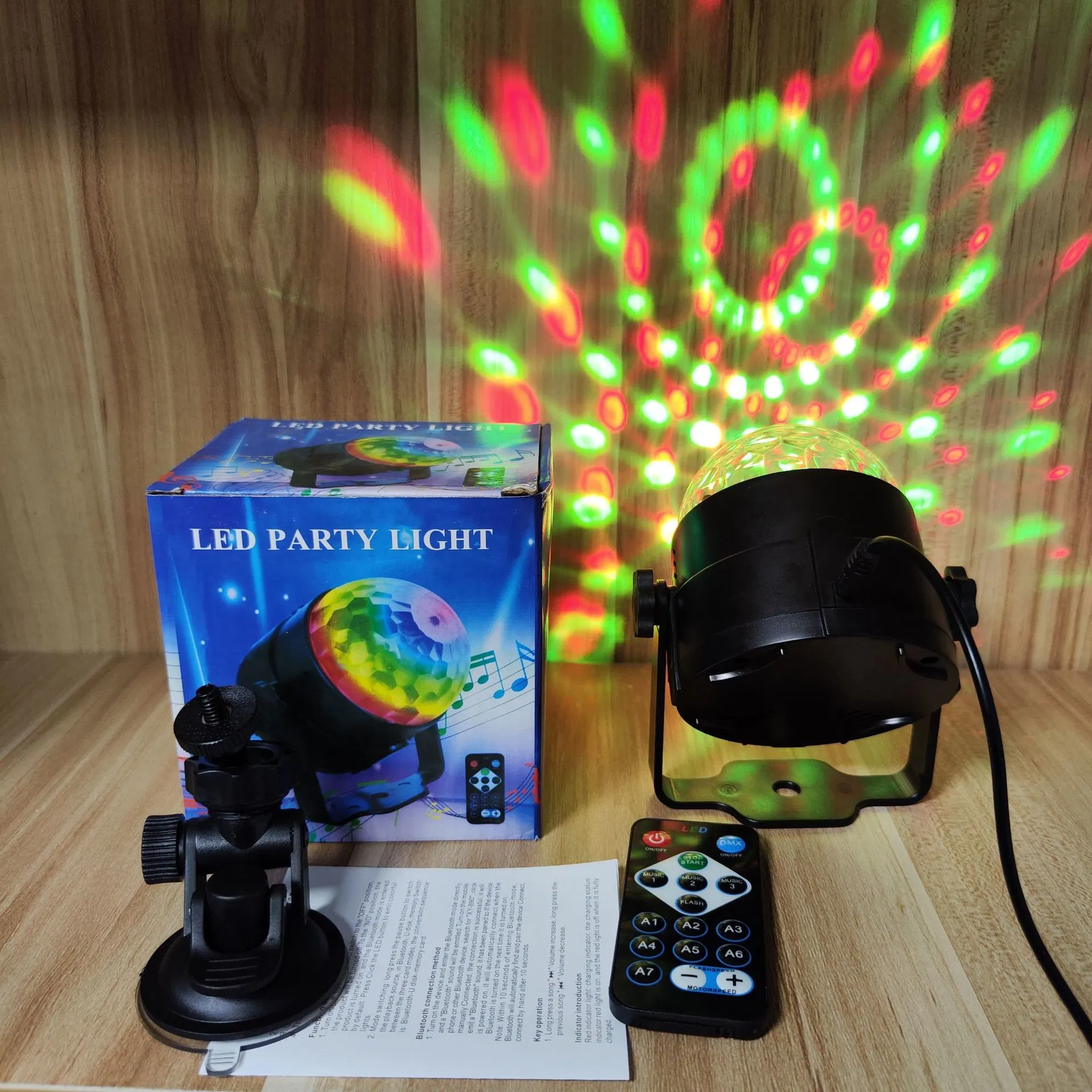 LED Remote Control Moving Head Light Mini Rotating Stage Lights Voice Activated