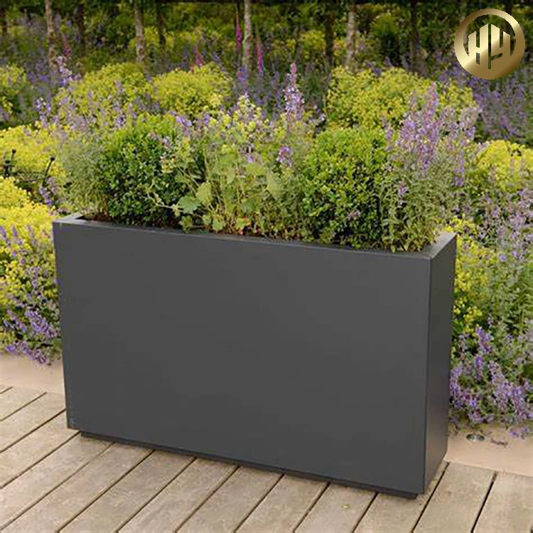 Macetero rectangular de aluminio para plantas al aire libre