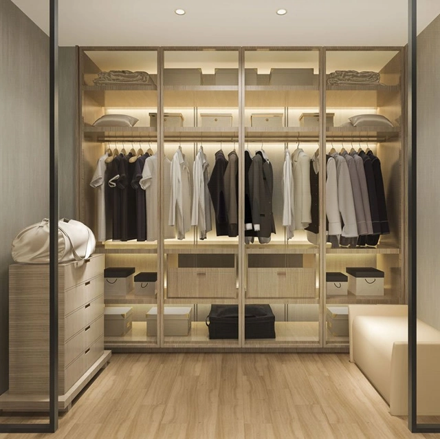 Diseño moderno de vidrio bastidor de aluminio muebles Doorbedroom vestidor