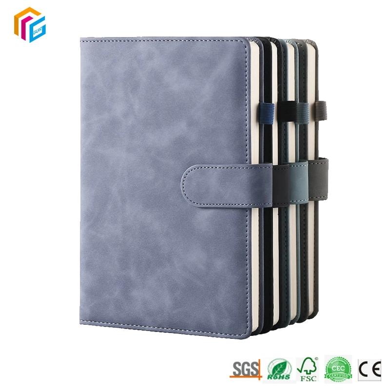 A5 Business Diary Dotted Lined Printed Planner Binding PU Leather Notebook Custom Faux Leather Journal Notebooks with Magnet Closure