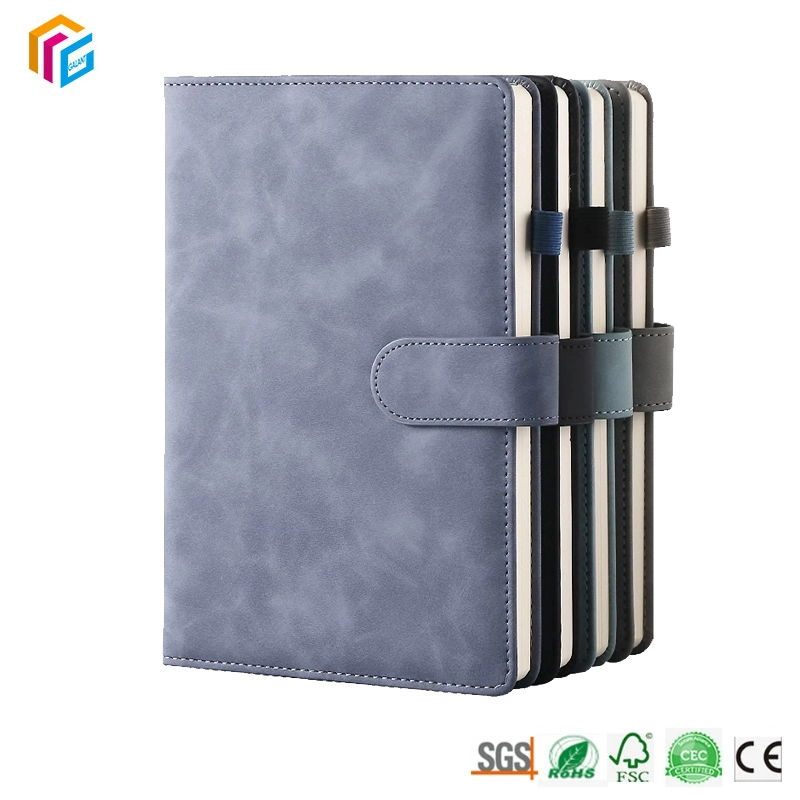 A5 Business Diário impresso com linhas pontilhadas Planificador encadernação em pele PU Caderno Custom Faux Leather Journal cadernos com fecho magnético