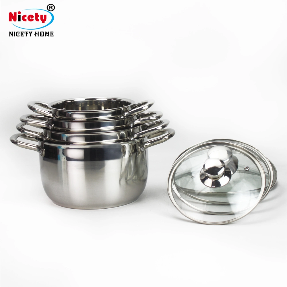 Fabricant OEM et ODM Custom pot de sauce en acier inoxydable Ustensiles de cuisine définit les ustensiles de cuisine pot avec couvercle en verre