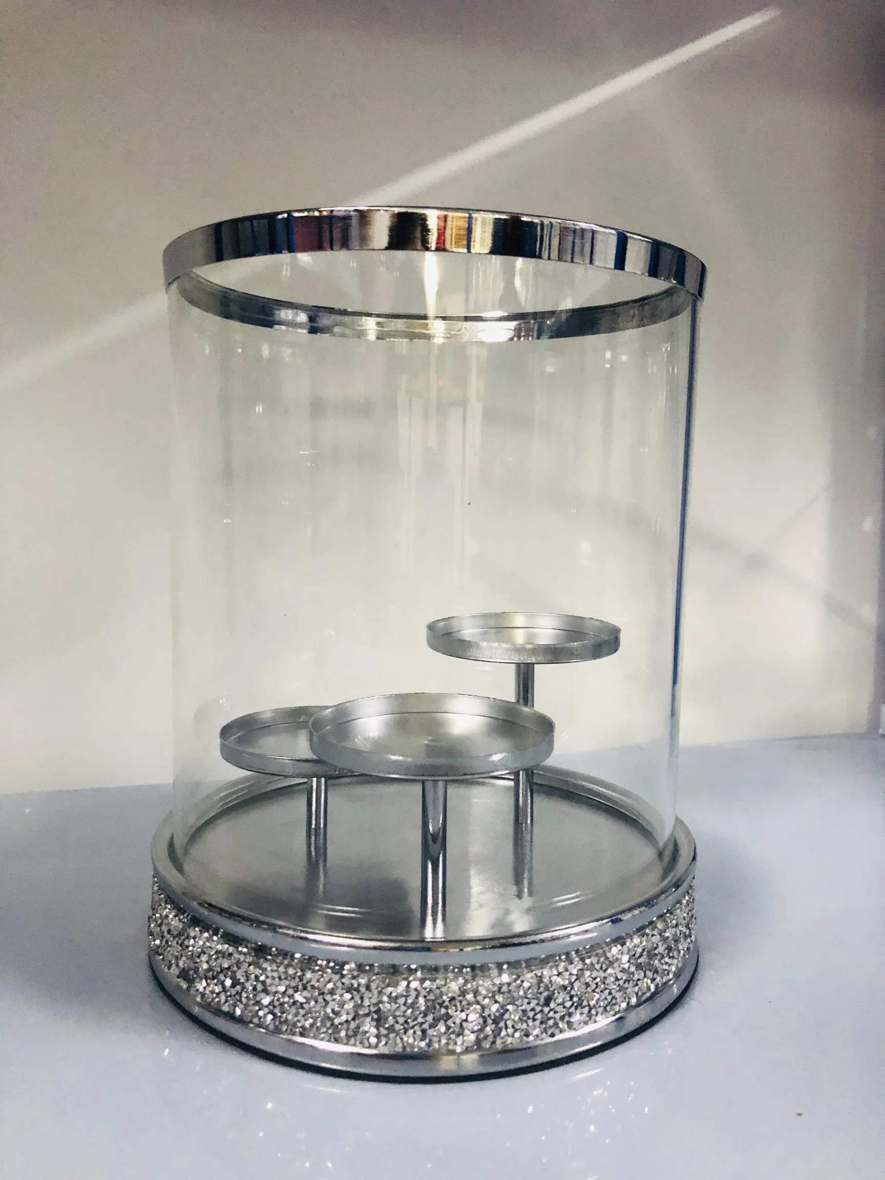 ODM Diamante de cristal de vidro e metal titulares de velas com 3 conjuntos pilar para propor Casamento Partes Holiday e quarto/banheiro/ Quarto/decoração doméstica