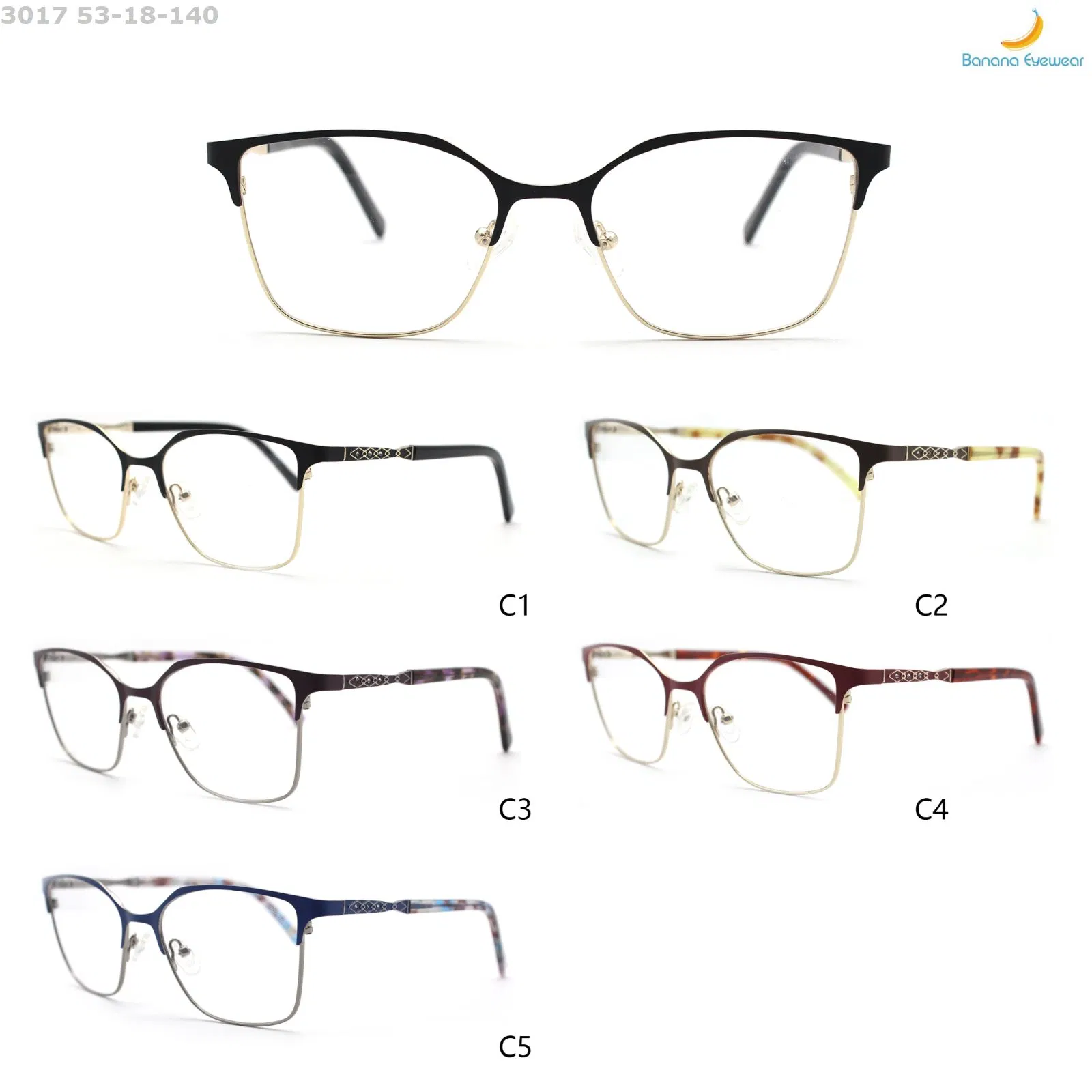 Ready to Ship Women Metal Eyeglasses Spring Hinge Eyewear with Low MOQ