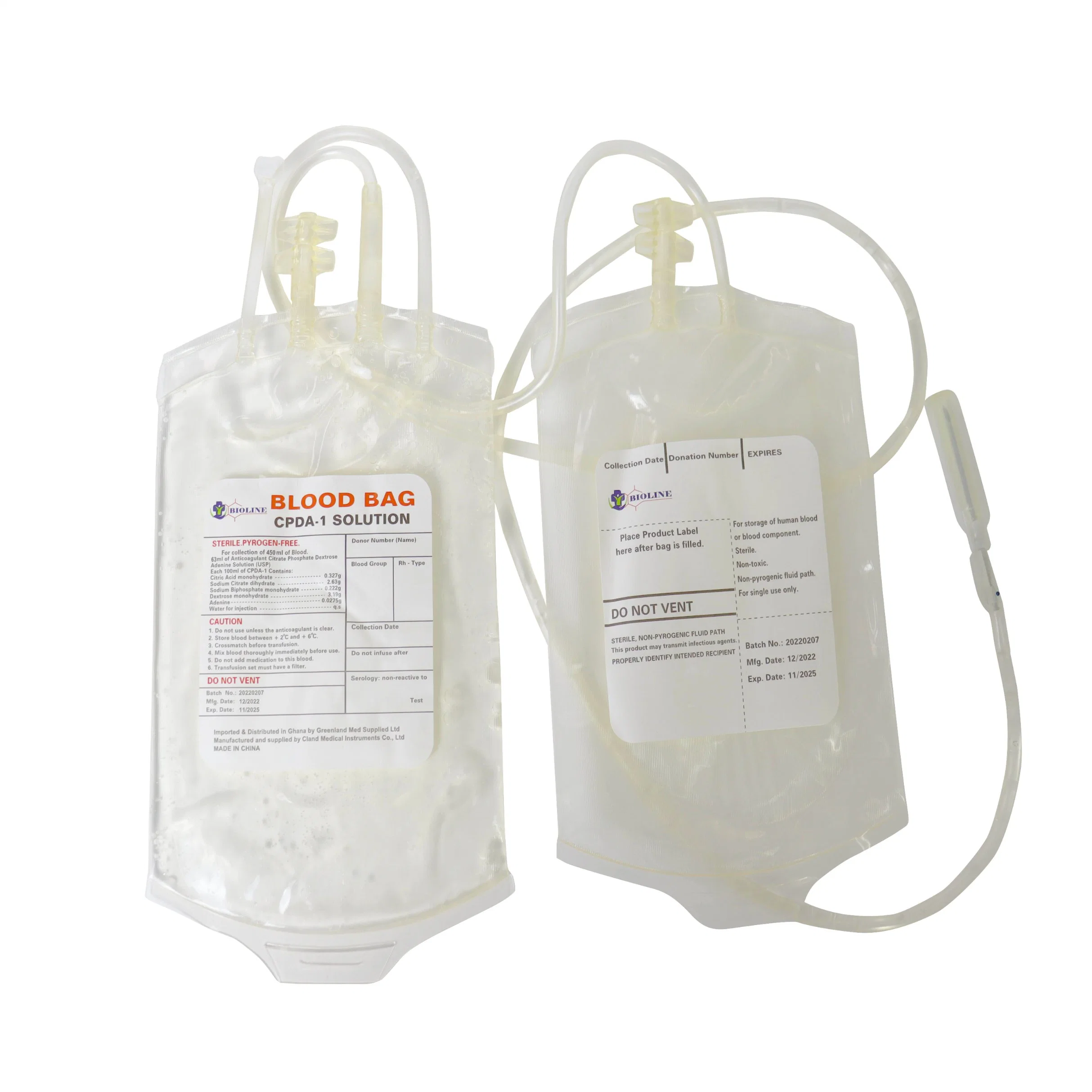 Single Doble múltiples médicos estériles infusión descartables bolsas de sangre 250ML 300ML 350ml 450 ml 500ml