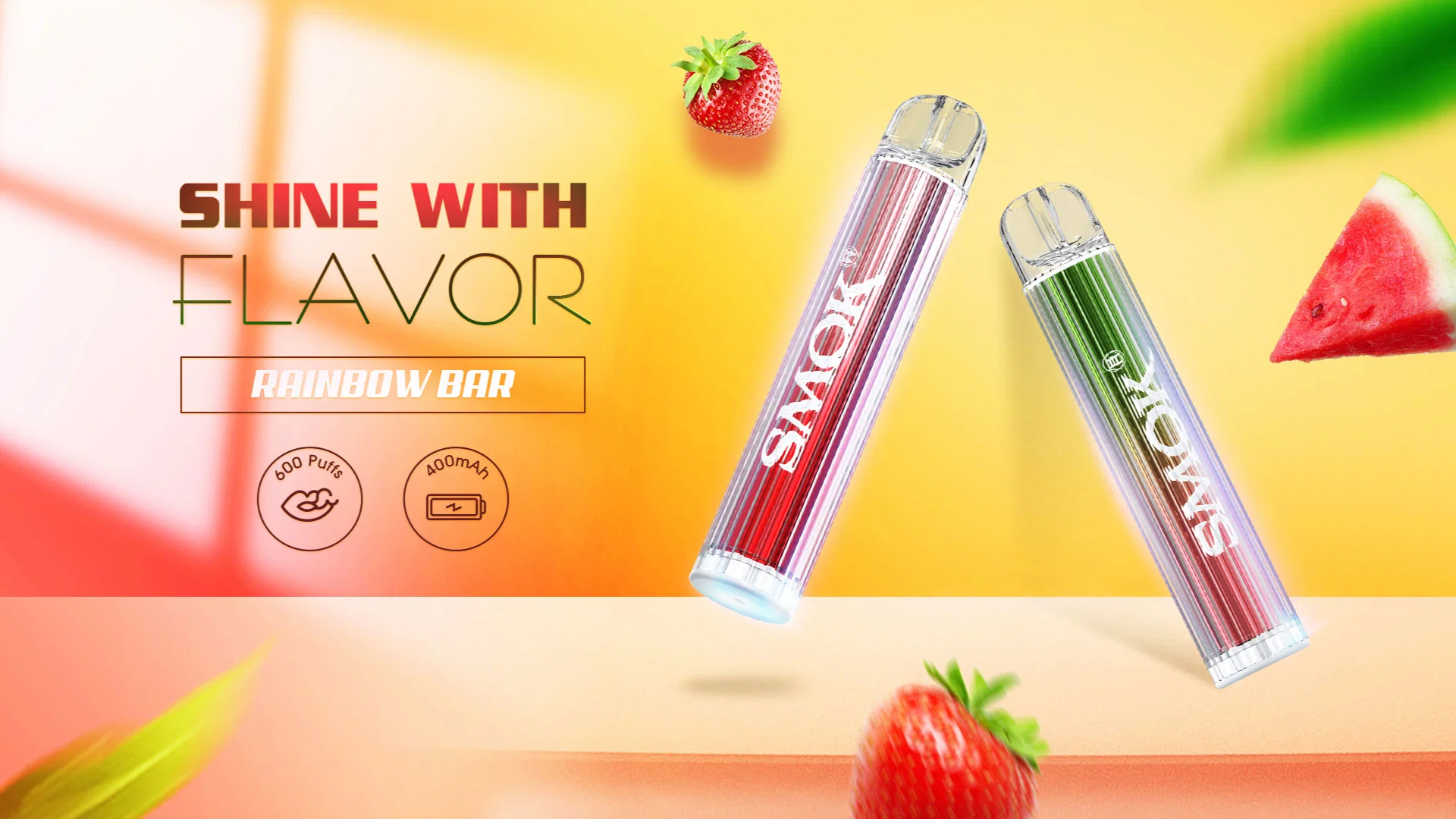 Smok Rainbow Bar up to 600 Smooth Puffs No Need Refill or Recharge Vapes OEM