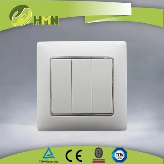 European Standard golden PC panel 3G 1 way electric wall switch