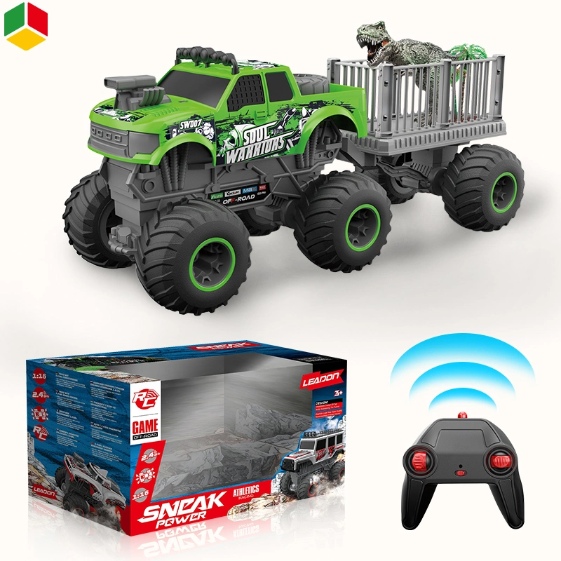 QS Toys Hot Sales Wholesale/Supplier Assemble DIY Remote Control Car 1: 16 2.4GHz Big Wheel off-Road Car with Dinosaur Tree Scene Radio Control Toys