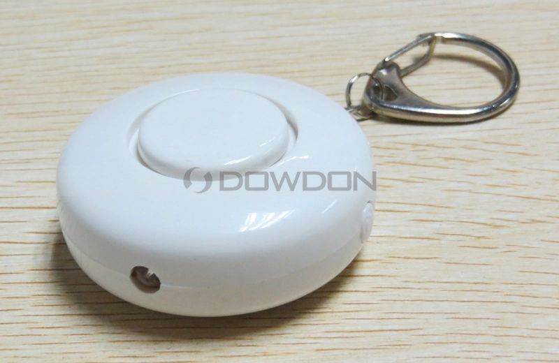 White Round Shape 2 in 1 Personal Alarm with LED Light Key Chain for Lady Promotion Gift