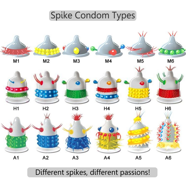 Hot Sale Best Quality Spike Dotted Ribbed Condom Make Women Squirting Spike Condoms Time Delay Lasting Penis Rings Cock Ring Penis Extension