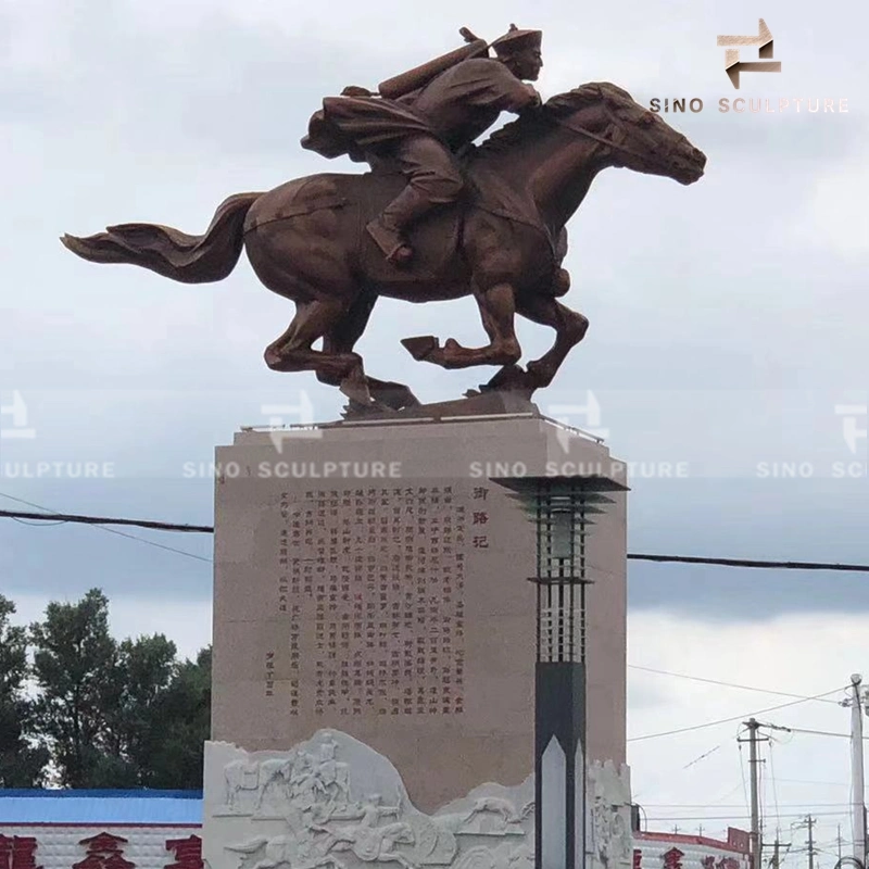 La decoración de arte al aire libre Escultura en bronce con pátina y esculturas de piedra