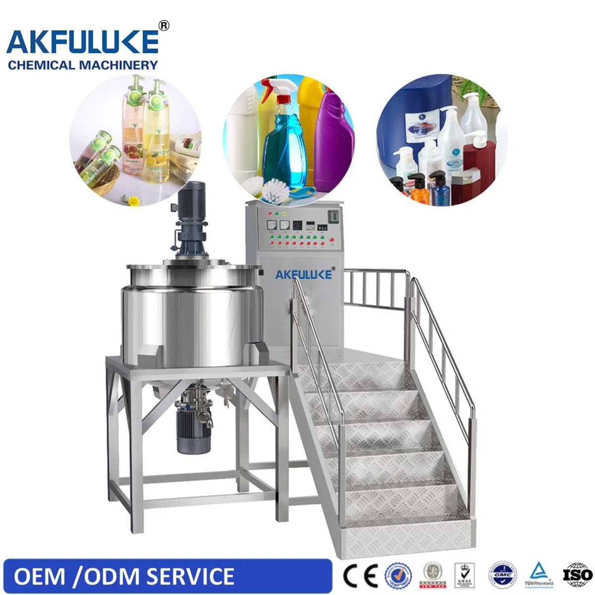 500L Movable Stainless Steel Mixing Tanks Shampoo Lotion Mixer Chemical Mixing Equipment Liquid Soap Making Machine
