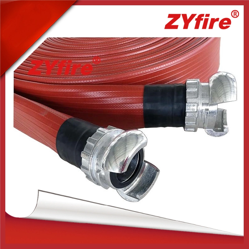 Zyfire Firefighting Layflat NBR / PVC Rubber Hose with Aluminum Brass French DSP Coupling