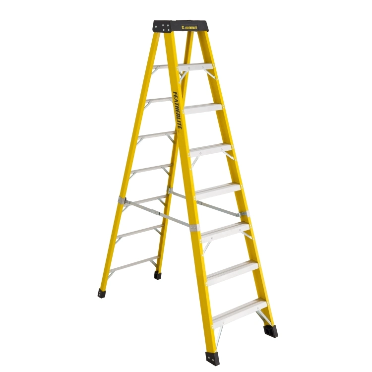 Warehouse Safety Assured Fibreglass 6 7 8 Step with Platform Combination Industrial Ladders