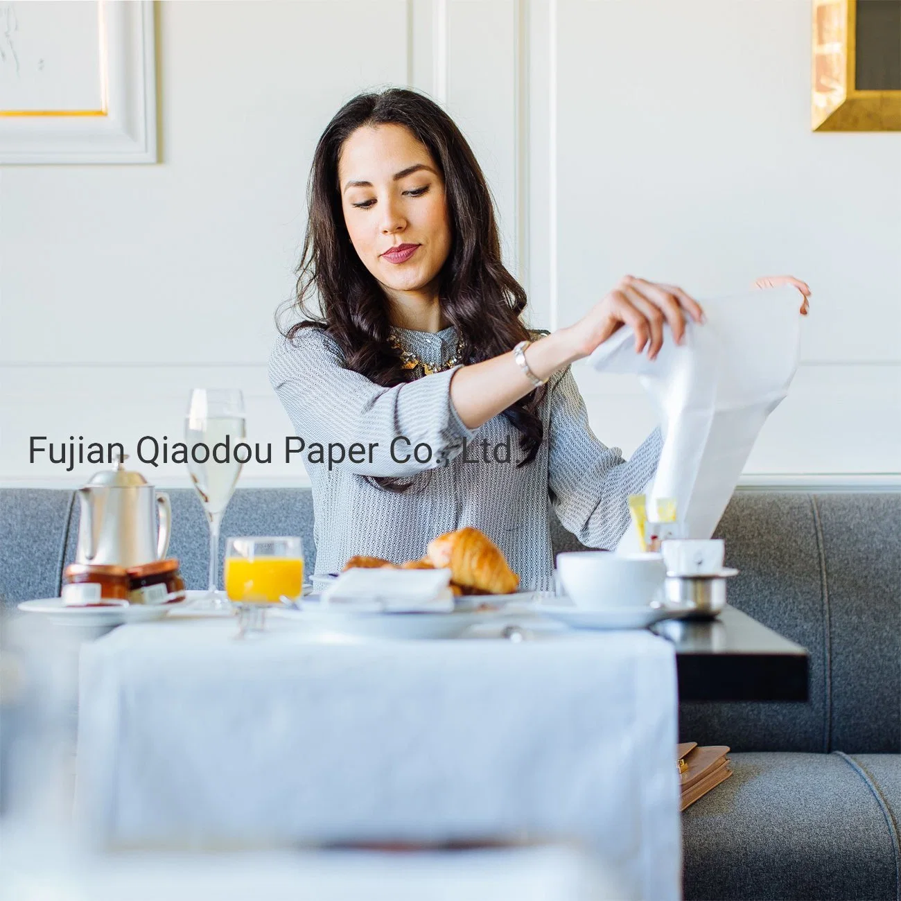 Qiaodou Einweg Tuch-Gefühl Tissue Paper, Hand Servietten, weiß, Packung mit 100 Stück