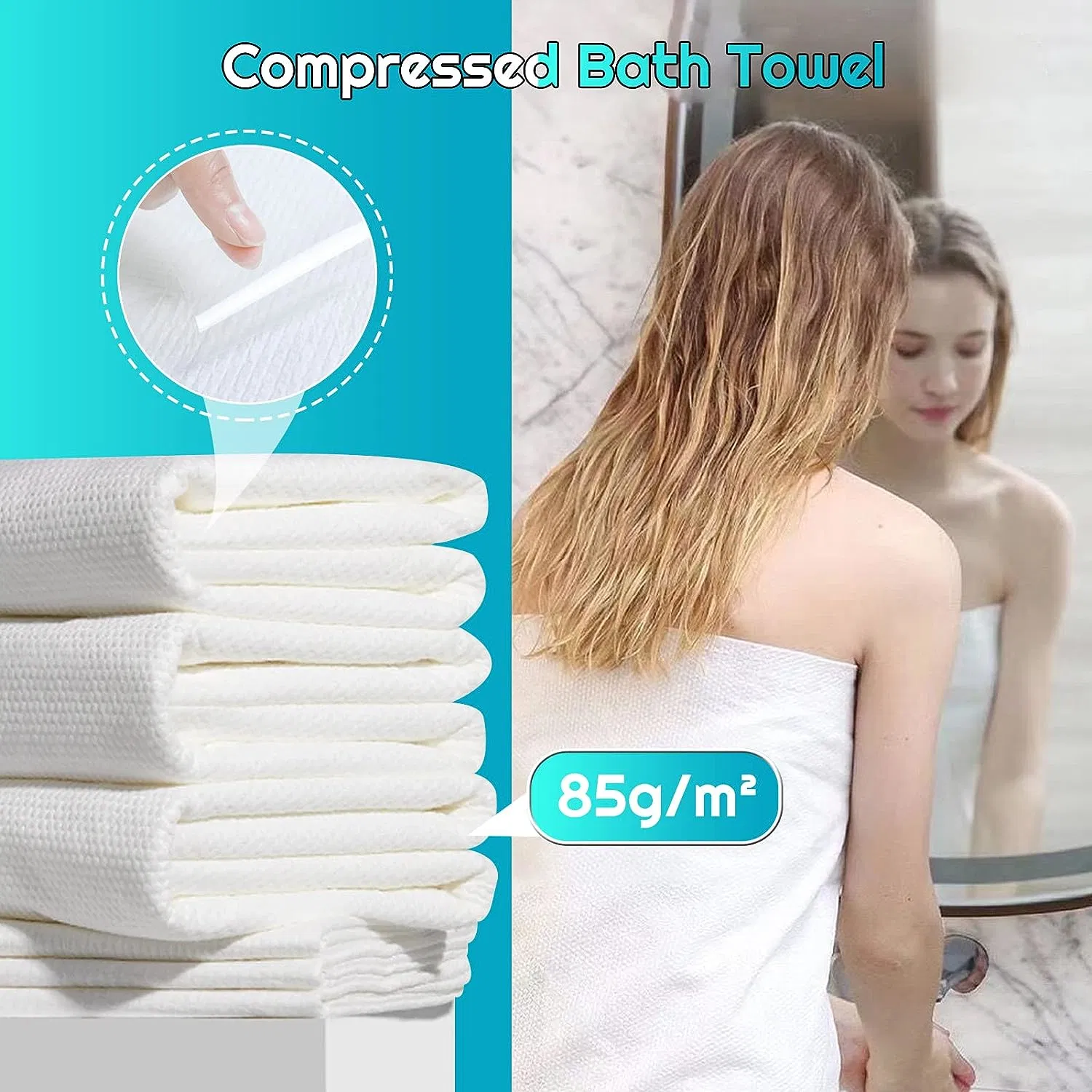 Disposable Cotton Bath Towels, Portable Light and Reusable, for Hiking, Camping, Beach, Swimming and Traveling