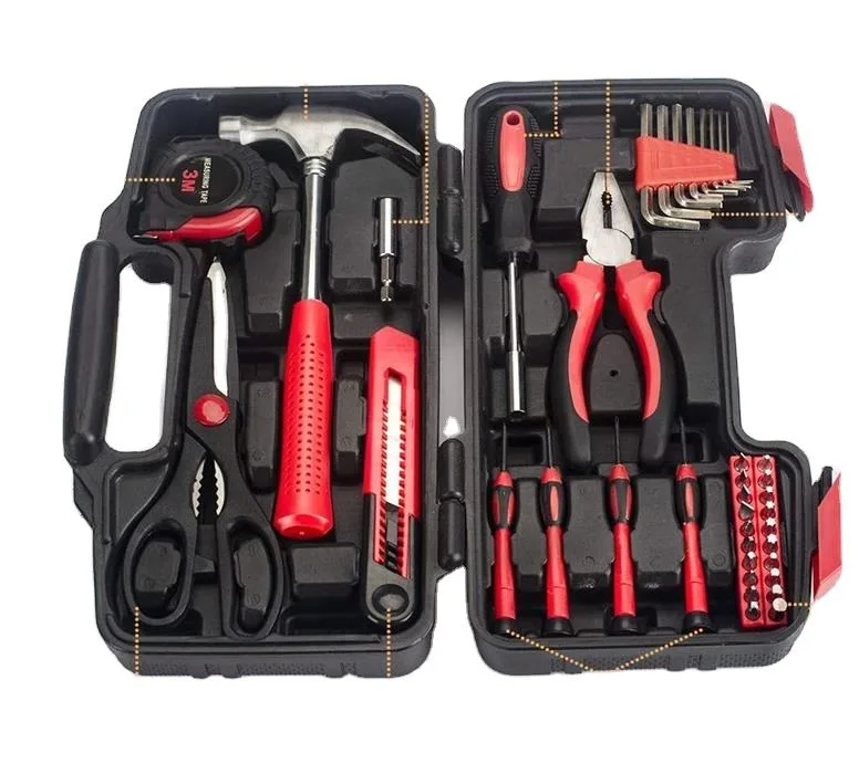 DOZ Atacado baixo preço Yellow Tool Set Repair Use hand Caixa do kit de ferramentas
