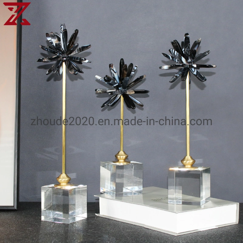 Modern Luxury Glass Base Natural Spar Decorations for Office Desktop Ornaments Crafts