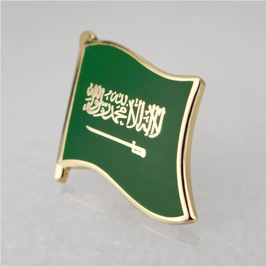 Saudi Arabia Badge Flag Brooch National Flag Lapel Pin International Travel Pins Collections Personalized Map Flag Palm Brooch