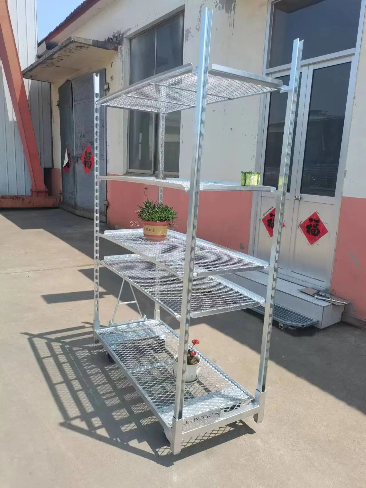 Steel Storage Danish Plant Flower Rolling Trolley for Garden Center Plant Transportation