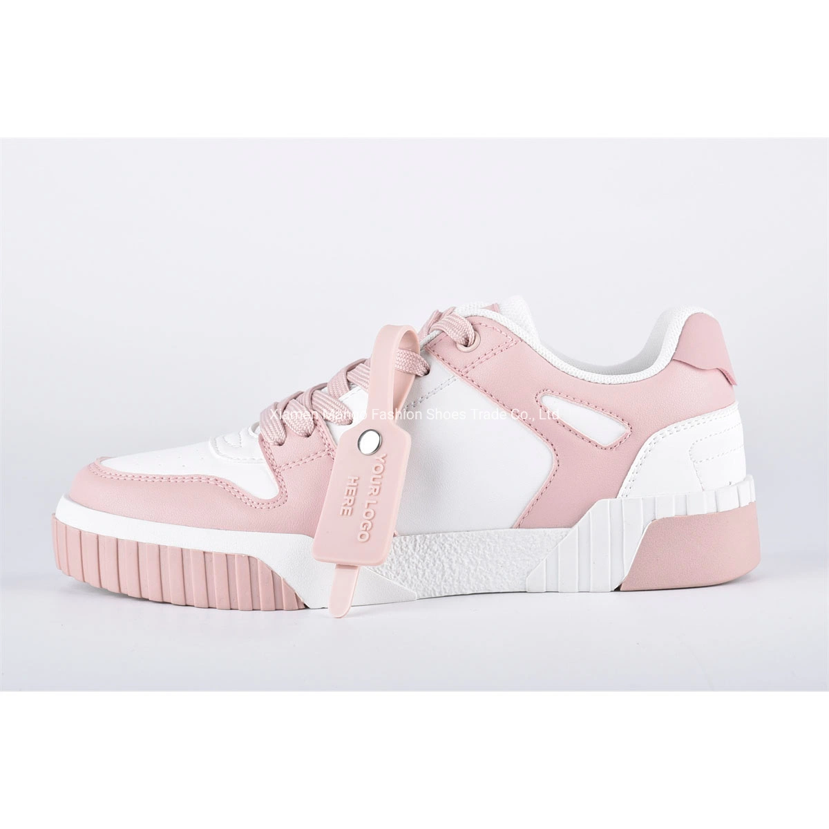 Newly Designed Ladies Low Top Pink Skate Shoes Lace-up Trainers Flat Skate Skateboard Shoes Walking Shoes