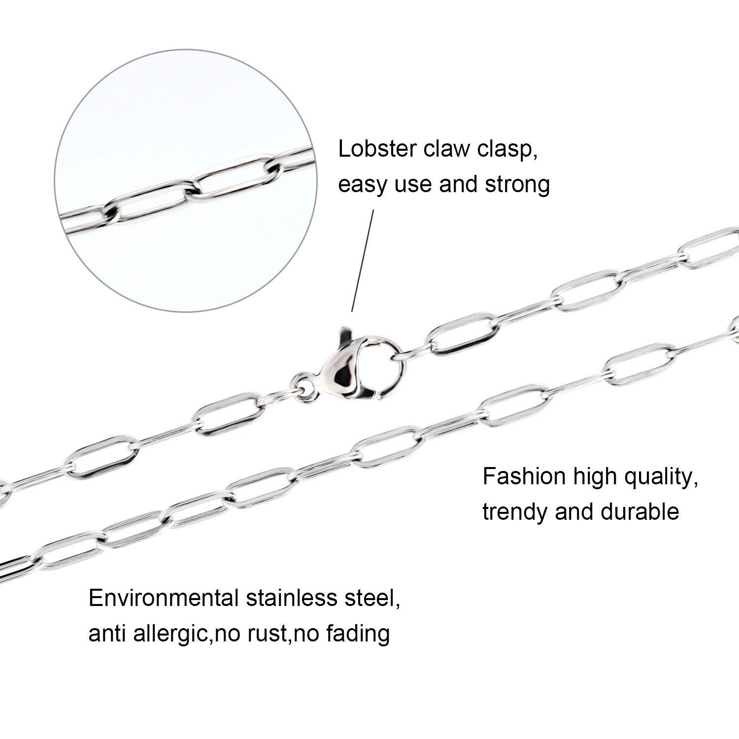 Fashion Accessory Necklace Flat Cable Chain Shiny Bracelet Pendant Design Lady Jewelry