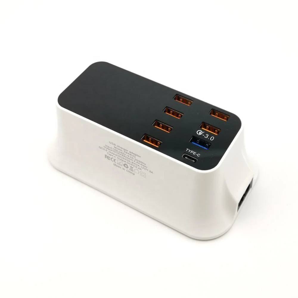 Hot Sell Multifunktions 6 USB-Ports QC3,0 Typ-C Schnellladung LED-Display USB-Ladegerät für Mobiltelefon