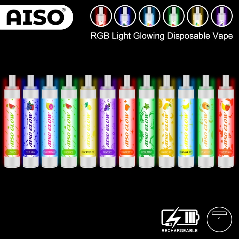 OEM Factory Price 8.5ml Aiso Glow 2600puffs LED Disposable Vape Pen